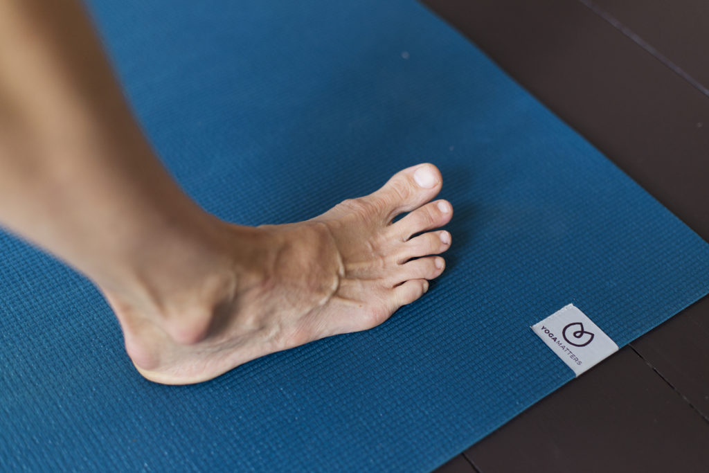 Foot of Caroline Reid, Bristol based Scaravelli-inspired yoga teacher